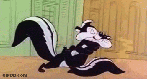 Cartoon Skunk In Front Of Locker Room GIF