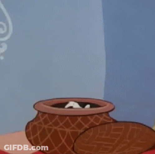 Cartoon Skunk Sitting In A Pot GIF