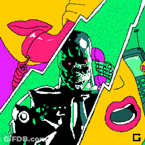 Cartoon Skynet On The Phone GIF