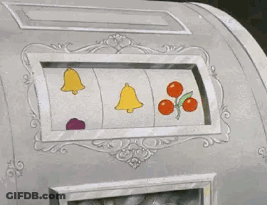 Cartoon Slot Machine With Sucker Buttons GIF