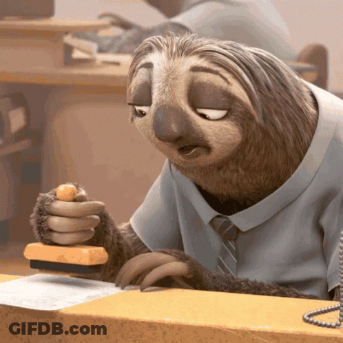 Cartoon Sloth In Shirt And Tie Stamping Paper GIF