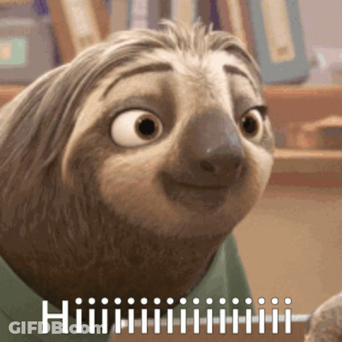Cartoon Sloth Saying Hi GIF