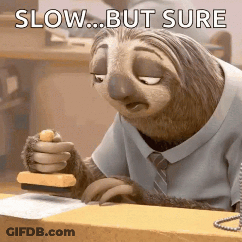 Cartoon Sloth Stamping Paper Slow But Sure GIF