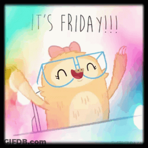 Cartoon Sloth Wearing Glasses And Pink Bow Says Friday GIF