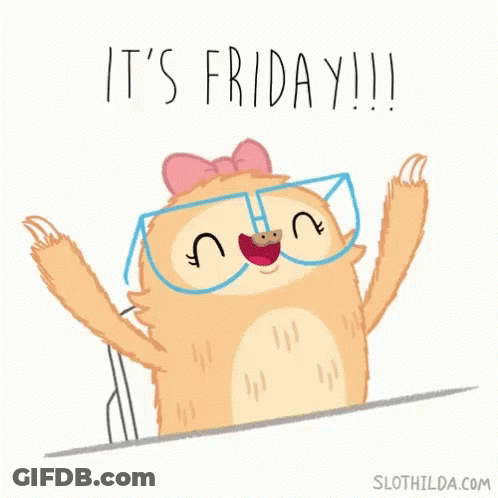 Cartoon Sloth Wearing Glasses And Pink Bow Says It's Friday GIF