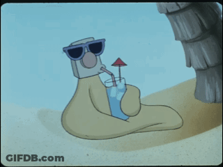 Cartoon Sloth Wearing Sunglasses Holding Drink GIF