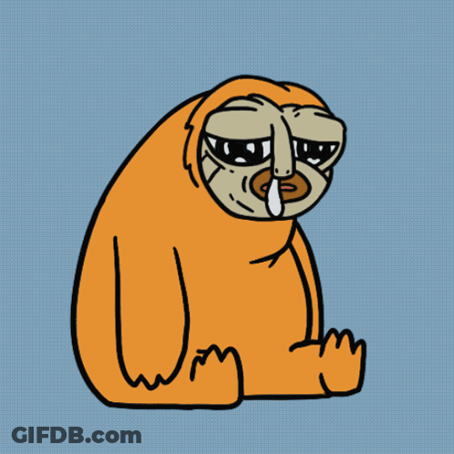 Cartoon Sloth With Tongue Out On Blue Background GIF