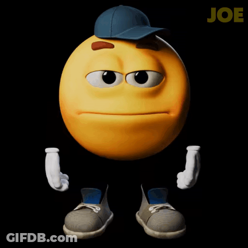 Cartoon Smiley Face In Blue Baseball Cap And Shoes GIF
