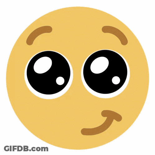 Cartoon Smiley Face With Big Eyes And Slight Smirk GIF