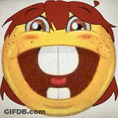 Cartoon Smiley Face With Red Hair And Big Smile GIF
