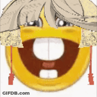 Cartoon Smiley Face With Straw Hat GIF