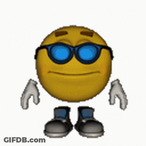 Cartoon Smiley Face With Sunglasses Thumbs Up GIF
