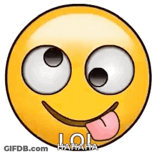 Cartoon Smiley Face With Tongue Out Saying Lol Hahaha GIF