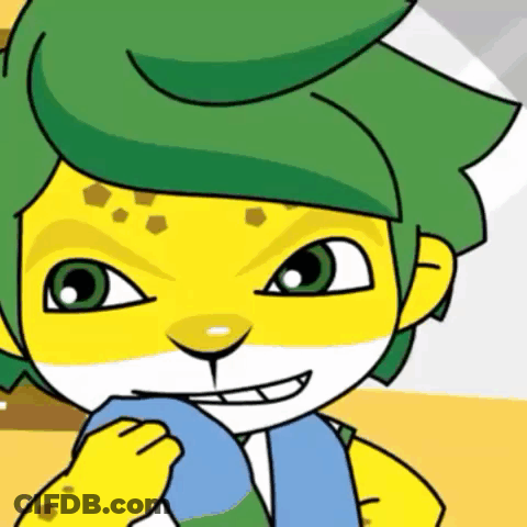 Cartoon Smiling Green Hair Yellow Skin GIF