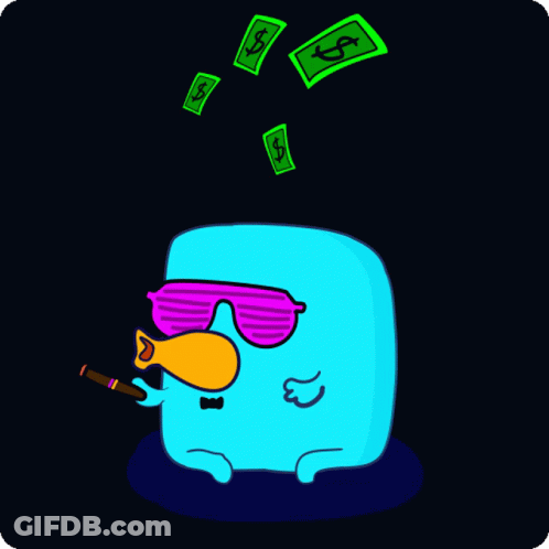 Cartoon Smoking Cigar With Flying Dollar Bills GIF