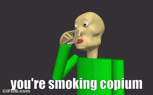 Cartoon Smoking Copium Saying You're Smoking Copium GIF