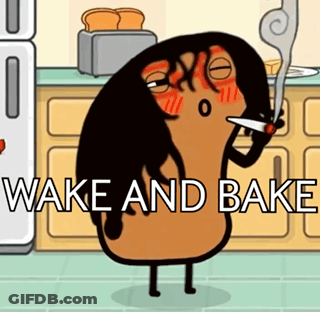 Cartoon Smoking Saying Wake And Bake GIF