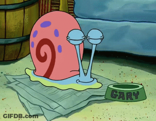 Cartoon Snail Next To Green Bowl Saying Gary GIF