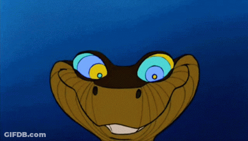 Cartoon Snake Close Up Blue Background GIF