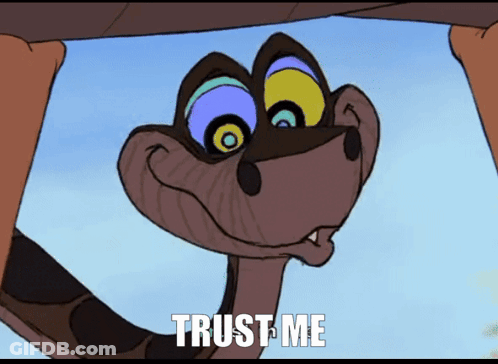 Cartoon Snake Says Trust Me GIF