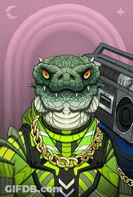Cartoon Snake With Boombox On Shoulder GIF
