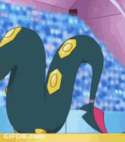 Cartoon Snake With Yellow Eyes Standing On Table GIF