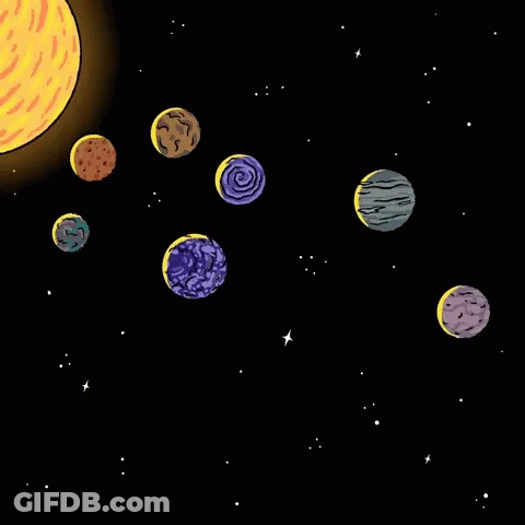 Cartoon Solar System Planets Saying Hi GIF