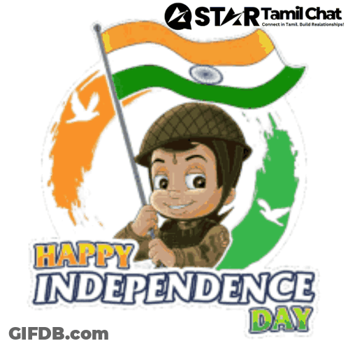 Cartoon Soldier Holding Flag Happy Independence Day GIF