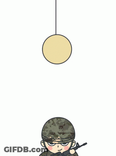 Cartoon Soldier Surrounded By Nuts And Fruit GIF