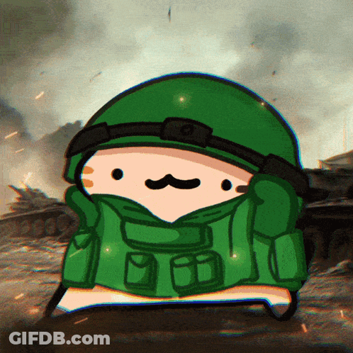 Cartoon Soldier With Green Helmet GIF