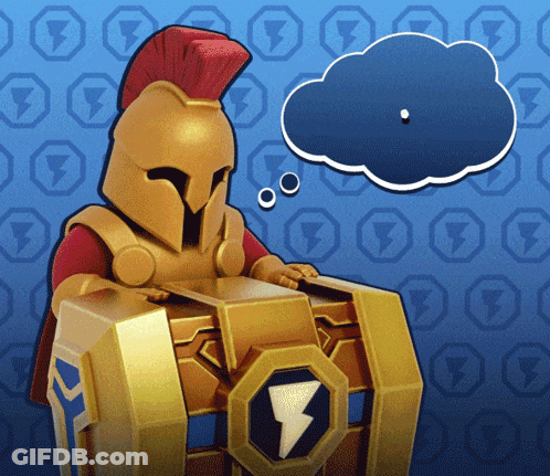 Cartoon Spartan Holding Treasure Chest GIF