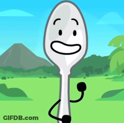 Cartoon Spoon With Smiling Face And Hand GIF