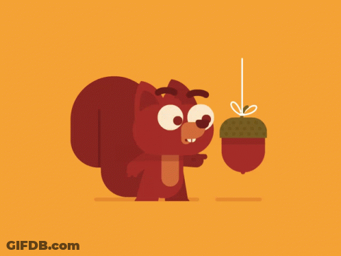 Cartoon Squirrel Holding Acorn With Bow GIF