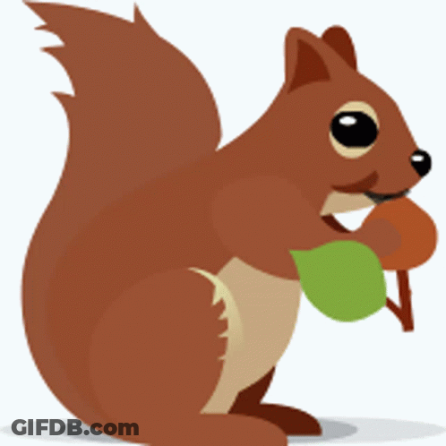 Cartoon Squirrel Holding Nut And Leaf GIF