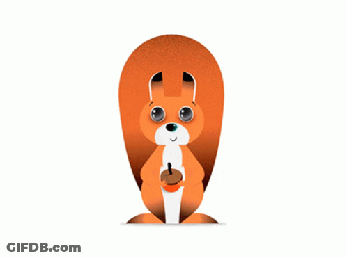 Cartoon Squirrel Holds Acorn GIF