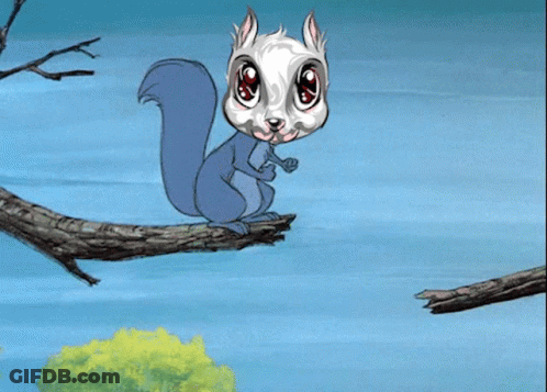 Cartoon Squirrel Sitting On Branch GIF