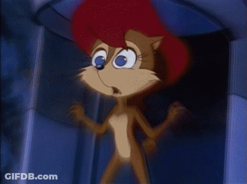 Cartoon Squirrel Standing In Front Of Blue Light GIF
