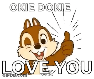 Cartoon Squirrel Thumbs Up Saying Okie Dokie Love You GIF