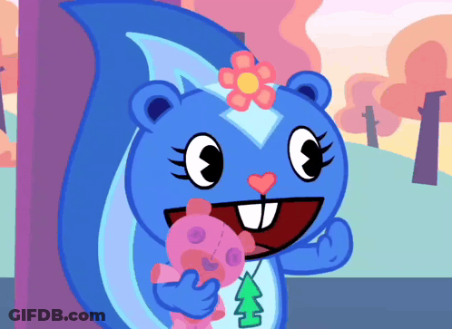 Cartoon Squirrel With Flower On Head GIF