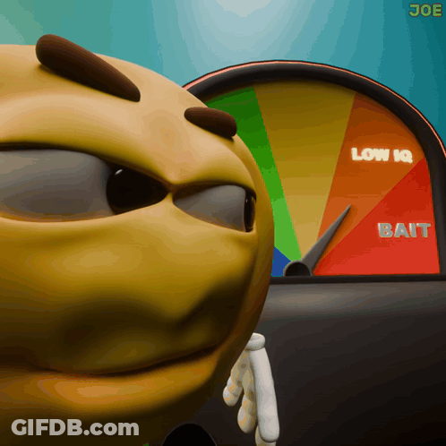 Cartoon Standing By Speedometer Saying Low IQ And Bait GIF