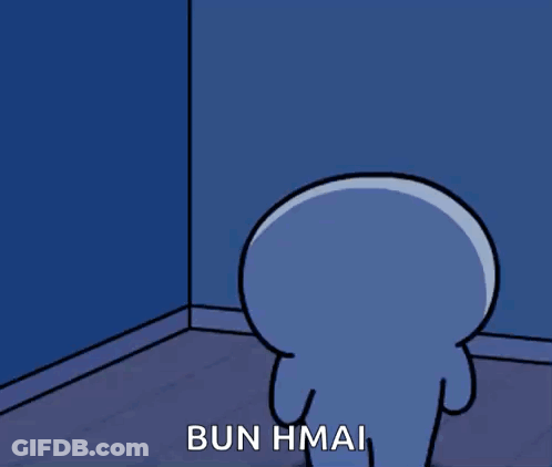 Cartoon Standing In Corner Saying Bun Hmai GIF
