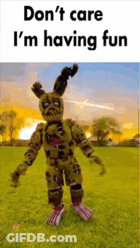Cartoon Standing In Field Saying Don't Care I'm Having Fun GIF