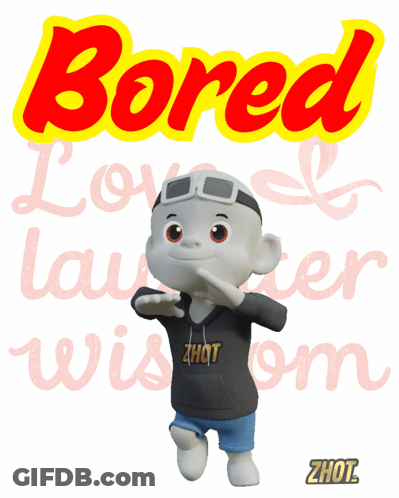 Cartoon Standing In Front Of Bored Sign GIF