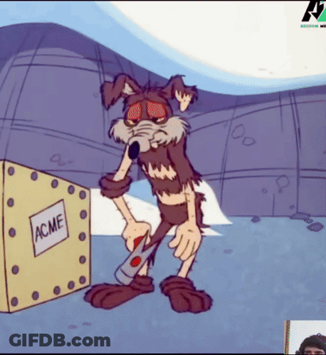 Cartoon Standing Next To Acme Box GIF