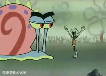 Cartoon Standing Next To Snail With Number 2 GIF