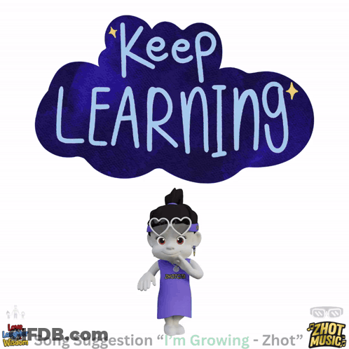 Cartoon Standing Under Keep Learning Sign GIF