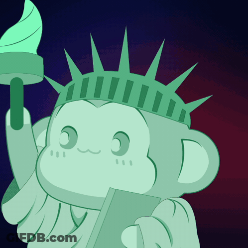 Cartoon Statue Of Liberty With Torch GIF