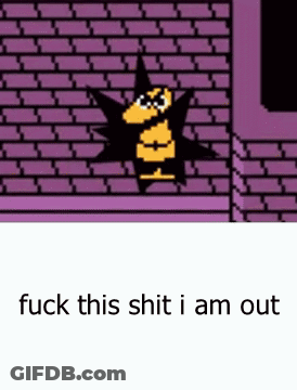 Cartoon Sticking Head Through Brick Wall Saying Fuck This Shit I Am Out GIF