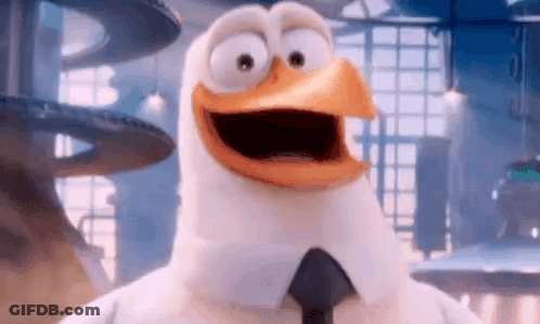 Cartoon Stork In Suit Smiling GIF