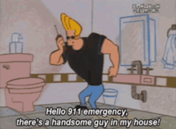 Cartoon Stupid People Johnny Bravo Mirror GIF